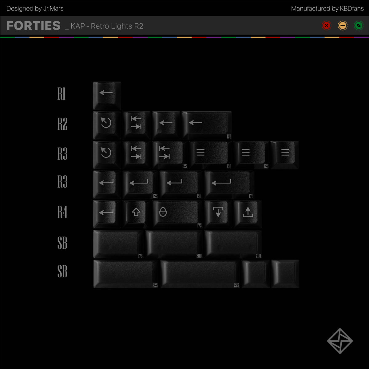 キーボード PBTfans Retro Dark Lights R2 Artisan PBTfans Retro Dark Lights R2