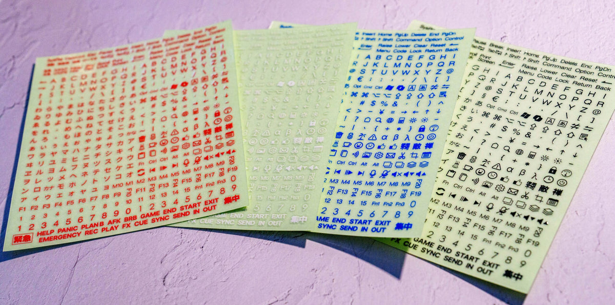 High-adhesion keytop stickers with embossed design (set of 422)