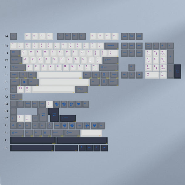 ENJOYPBT ABS DOUBLESHOT KEYCAPS SET - Grey White & Purple