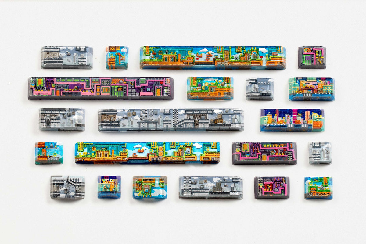 [GB] 8-bit series II: Pipeline Bots artisan keycaps