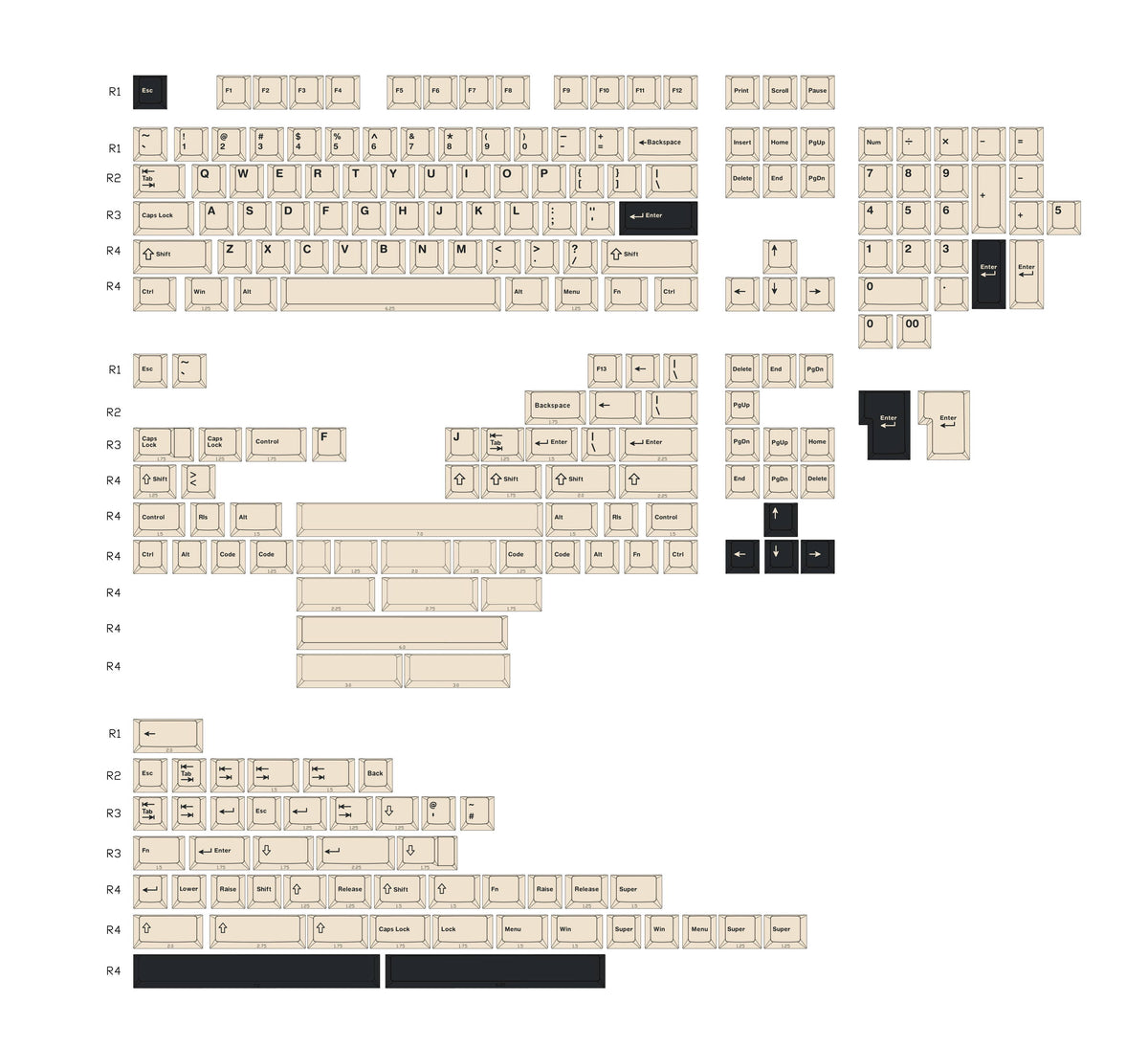 WS PBT Creamy Charcoal キーキャップセット Zoom75_Keycap_CreamyCharcoal_0